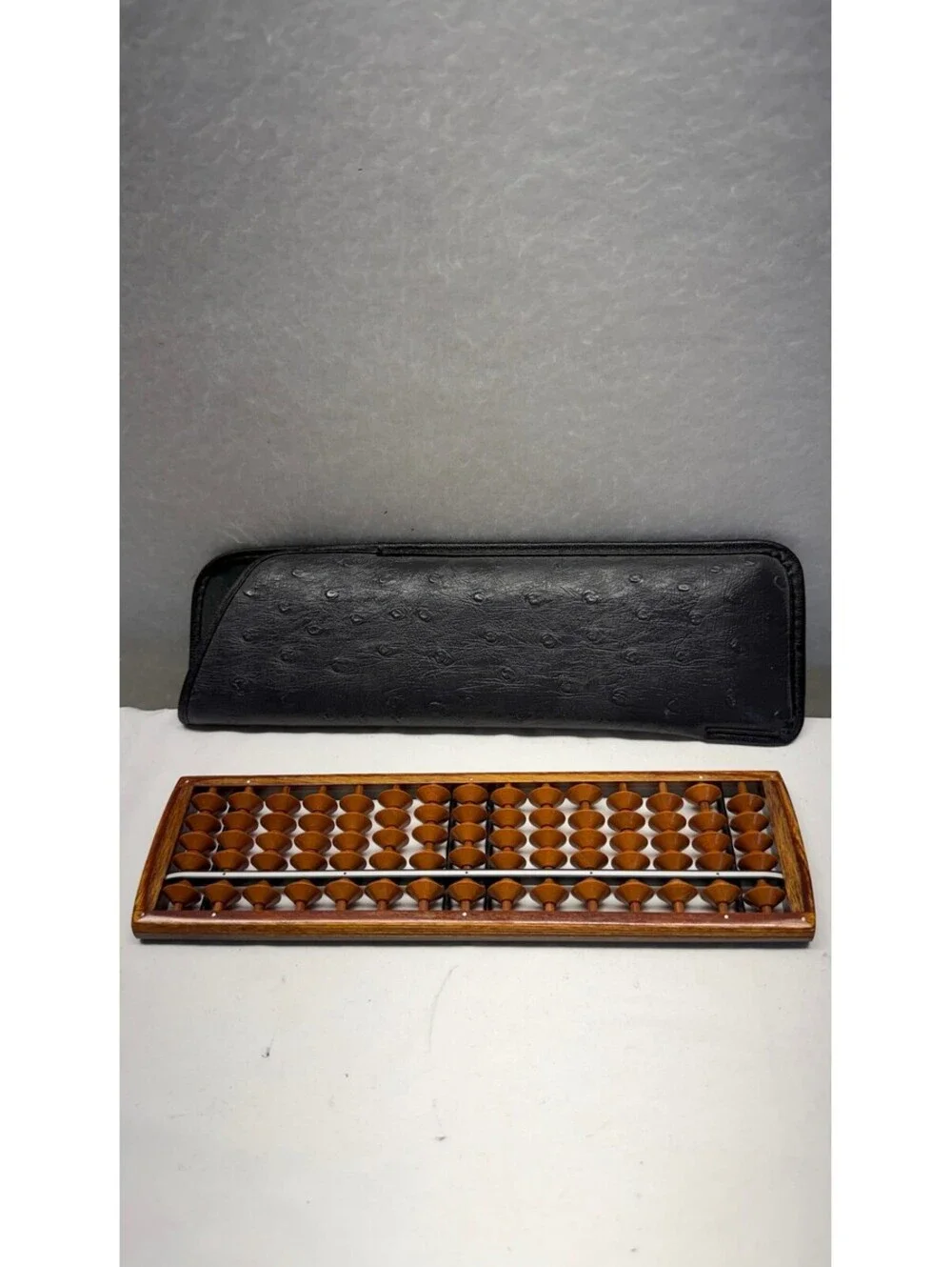 Vintage 23-Column Wooden Soroban Abacus with Protective Case - E-3